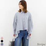 ストライプ | ドレープフレアシャツブラウス | A.NATALY