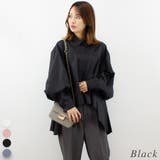 ブラック | ドレープフレアシャツブラウス | A.NATALY
