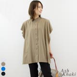 アッシュカーキ | スクエアバンドカラーシャツ | A.NATALY