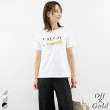 オフ×ゴールド | ロゴ消し箔プリントTシャツ | A.NATALY
