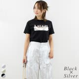 ブラック×シルバー | ロゴ消し箔プリントTシャツ | A.NATALY
