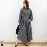 ブラック | ストライプウエストタックワンピース | A.NATALY