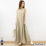 ベージュ | シャンブレーウエストギャザーワンピース | A.NATALY
