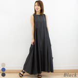 ブラック | シャンブレーウエストギャザーワンピース | A.NATALY