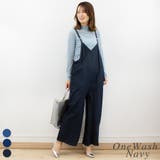 ワンウォッシュネイビー | ゆったりワイドキャミオールインワンデニム | A.NATALY