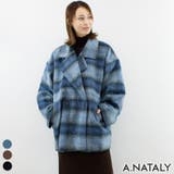 ブルー | シャギーチェックコクーンミドルコート | A.NATALY