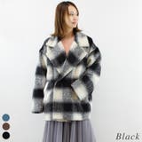ブラック | シャギーチェックコクーンミドルコート | A.NATALY