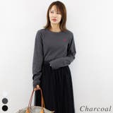 チャコール | ハート刺繍ロンT | A.NATALY