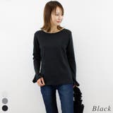 ブラック | コットンフライス袖口フレア長袖カットソー | A.NATALY