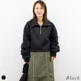 ブラック | ハーフジップダンボールニットプルオーバー | A.NATALY