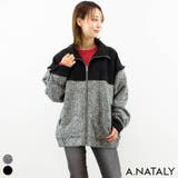 ミックス | ファンシーツイード異素材切替スタンドブルゾン | A.NATALY