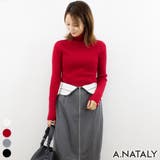 レッド | シルバー釦ハイネックニット | A.NATALY