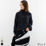 ブラック | ミックスフェザークロップドハイネックプルオーバー | A.NATALY