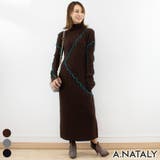 ブラウン | メロー配色ニットワンピース | A.NATALY