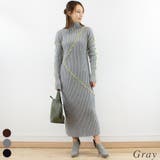 グレー | メロー配色ニットワンピース | A.NATALY