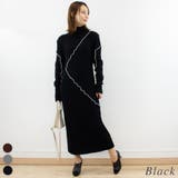 ブラック | メロー配色ニットワンピース | A.NATALY