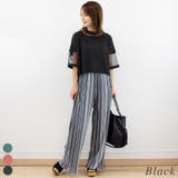 ブラック | エスパンディーストライプカラーパンツ | A.NATALY