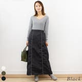 ブラック | キルトパイピングストレートスカート | A.NATALY