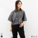 ブラック | ブロードパイピング半袖ショートシャツ | A.NATALY