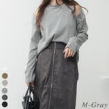 M-グレー | コットンオープンショルダーロングスリーブTシャツ | A.NATALY