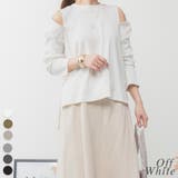オフホワイト | コットンオープンショルダーロングスリーブTシャツ | A.NATALY
