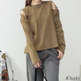 カーキ | コットンオープンショルダーロングスリーブTシャツ | A.NATALY