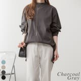 チャコールグレー | コットンバルーンスリーブモックネックトップ | A.NATALY