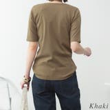 キーネックコットン5分袖トップ | A.NATALY | 詳細画像1 