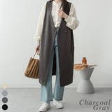 チャコールグレー | ミニ裏毛ノーカラーリラックスロングベスト | A.NATALY