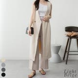 ライトベージュ | ミニ裏毛ノーカラーリラックスロングベスト | A.NATALY