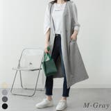 M-グレー | ミニ裏毛ノーカラーリラックスロングベスト | A.NATALY