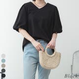 ブラック | コットンパフスリーブTシャツ | A.NATALY