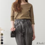カーキ | Vネック7分袖プルオーバー | A.NATALY