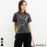 チャコール | コード刺繍Tシャツ | A.NATALY