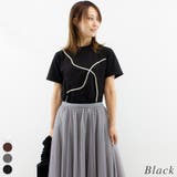 ブラック | コード刺繍Tシャツ | A.NATALY
