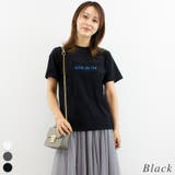 ブラック | エンボス加工×カラープリントＴシャツ | A.NATALY