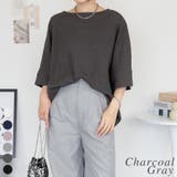 チャコールグレー | コットンワッフル7分袖ドルマンTシャツ | A.NATALY