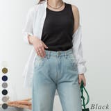 ブラック | カップ付きコットンフライスタンクトップ | A.NATALY