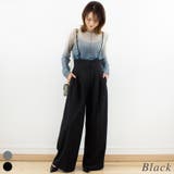 ブラック | クレープタックワイドサロペット | A.NATALY