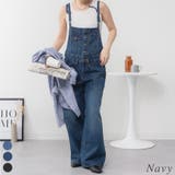 ネイビー | デニムサロペットワイドパンツ | A.NATALY