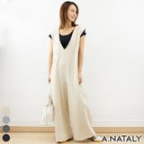 ライトベージュ | ミニ裏毛ディープVネックコットンジャンプスーツ | A.NATALY