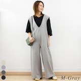 M-グレー | ミニ裏毛ディープVネックコットンジャンプスーツ | A.NATALY