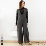 チャコールグレー | ミニ裏毛ディープVネックコットンジャンプスーツ | A.NATALY