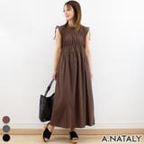 ブラウン | 天竺シャーリングノースリーブワンピース | A.NATALY