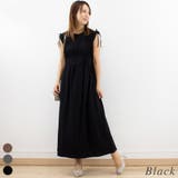 ブラック | 天竺シャーリングノースリーブワンピース | A.NATALY