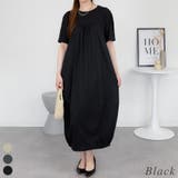 ブラック | 半袖バルーンロングワンピース | A.NATALY