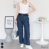 ネイビー | エアリーデニムウェストゴムパンツ | A.NATALY