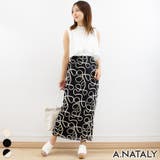 ブラック×アイボリー | コード刺繍メッシュストレートスカート | A.NATALY