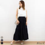 ブラック | 3段ティアードマキシスカート | A.NATALY