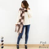 ピンク✕ブラウン | 起毛チェックマフラー | A.NATALY